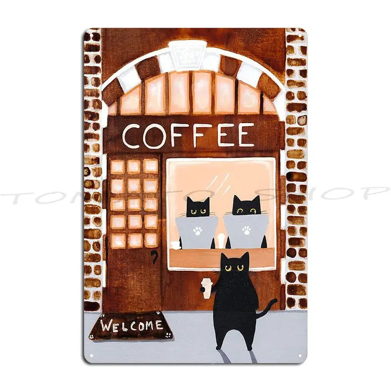 Coffeehouse Cats Metal Plaque Poster Cinema Decoration Garage Club Design Printing Tin Sign Poster