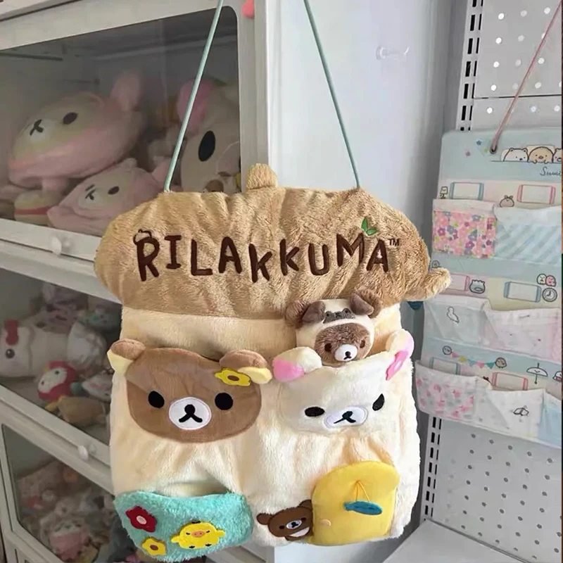 Rilakkuma Cute Capacity Sundries Decoration Scene Wall Hanging Storage Bag Korilakkuma Bedroom Decoration Gift For Friend