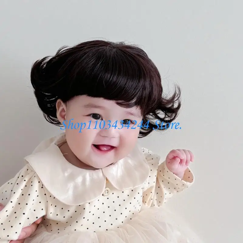 

G2TC Fashion Faux Hair Headgear Lovely Headdress Infants Baby Short Curly Hat