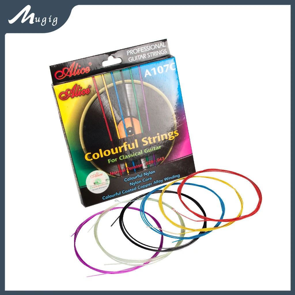 Mugig Alice A107-C Acoustic Guitar StringsE-A For Acoustic Folk Guitar Classic Guitar Multi Color