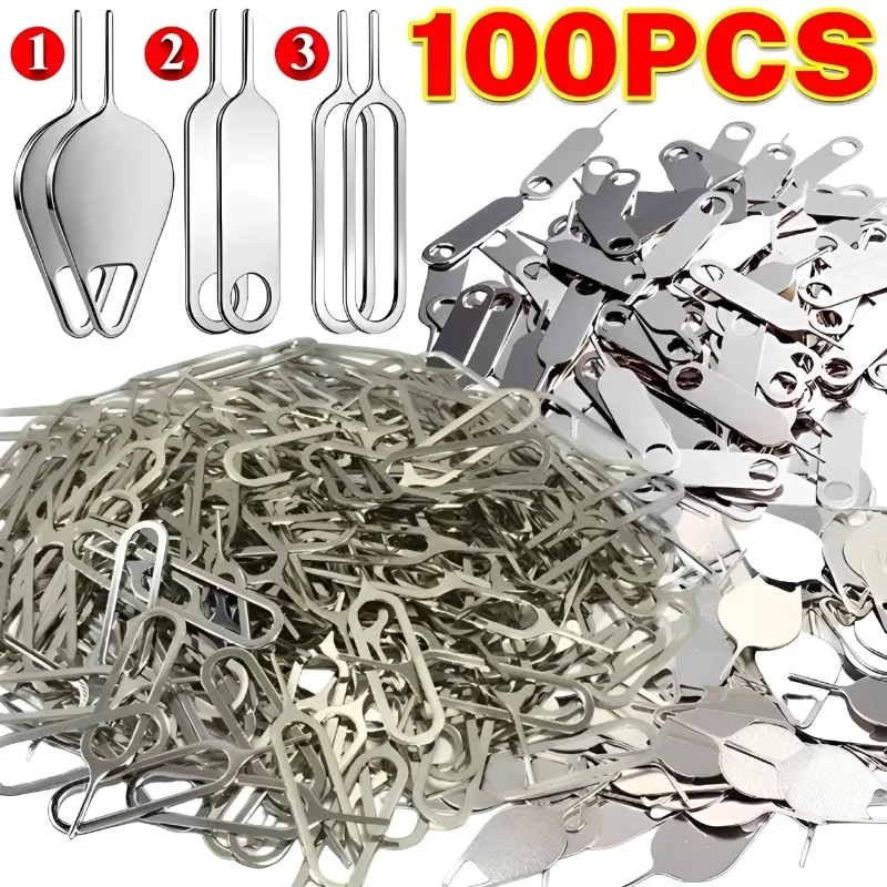 100/10PCS Universal Sim Card Tray Removal Eject Pin Tool Stainless Steel Needle Opener Ejector for iPhone 17 16 15 Samsung S26