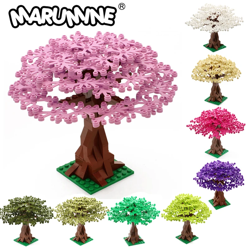 Marumine Building Bricks 102PCS MOC Blocks Tree Set Jungle Grass Plants Garden Compatible City Street View Accessories Parts