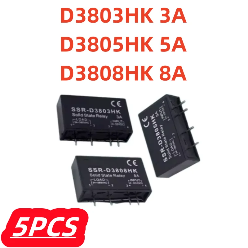 5Pcs/lot 100% New PCB SSR-D3803HK SSR-D3805HK SSR-D3808HK DC-AC 3A 5A 8A Solid State Relay original