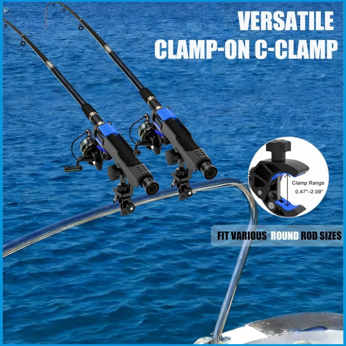Aluminum Clip, with Anti-lost Safety Rope Fishing Rod Holder, Marine Fishing Rod Holder, Fishing  Holder Insert  Bucket