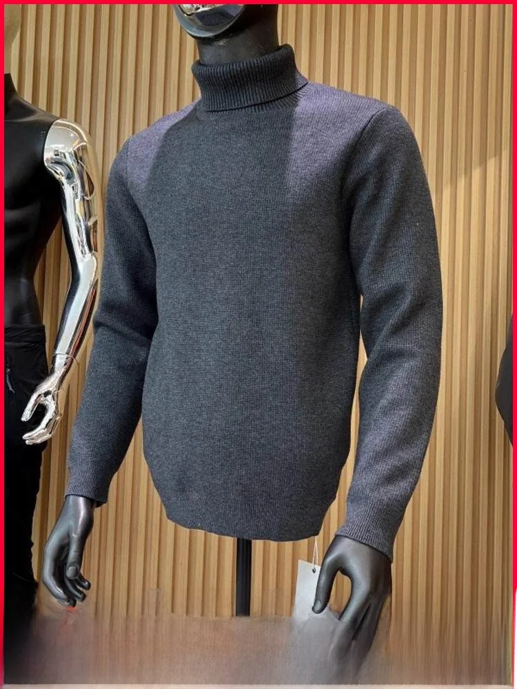 

Thiened цельный свитер Fce с высоким воротником, мужской базовый зимний трикотаж, мягкое полиэфирное волокно, теплый цвет