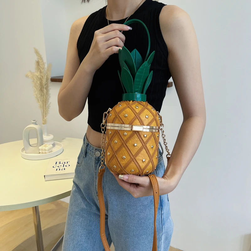 Personalized Styling Pineapple Handbag for Women High Quality Shoulder Bags Brand Designer Purses Crossbody Bag Chain Satchel