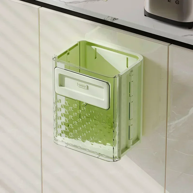 

Kitchen Foldable Trash Can Wall Hung With Large Caliber Leftover Food Vegetable Storage Bin Transparent And Thickened