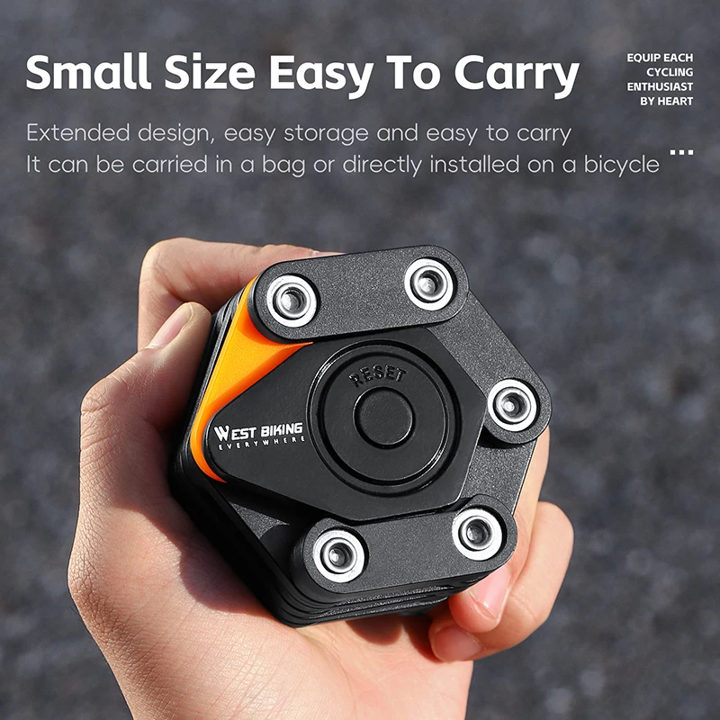 WEST BIKING Bicycle Portable Folding Lock 3-Key/4-Digit Code Upgrade Heavy Duty Anti-Theft for Bike Motorcycle Electric Scooter