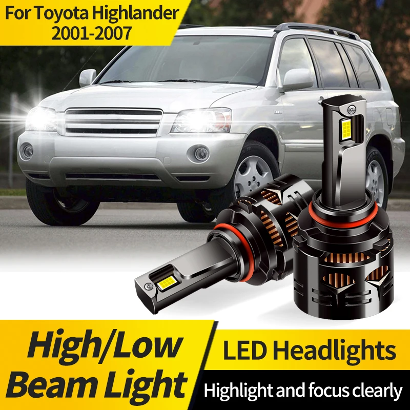 

2PCS For Toyota Highlander 2001-2007 Canbus 9005 HB3 LED 12V Headlight Super Bright 6000K White Hi/Lo Beam Lamp 9006 HB4 Light