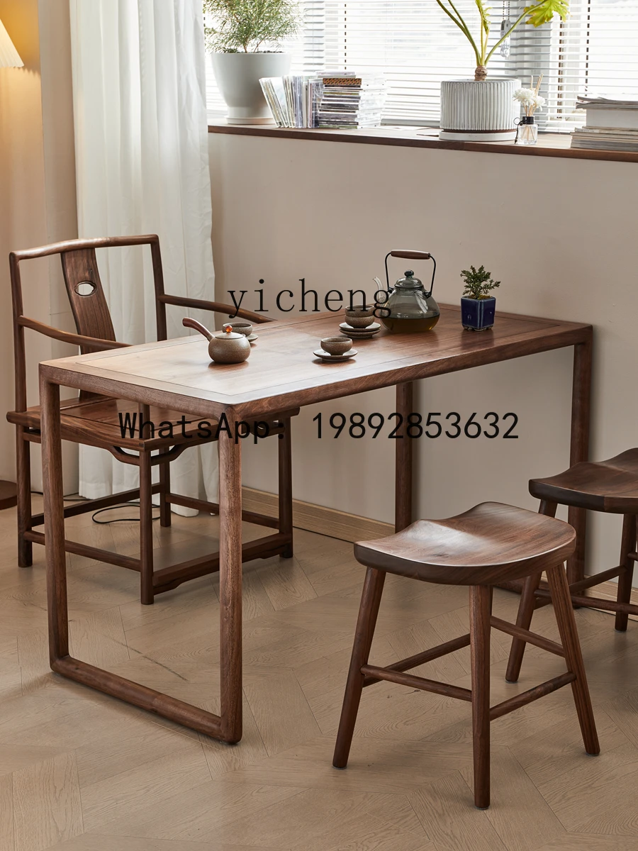 BB  Tea Table and Chair Minimalist Small Apartment Dining Table Kung Fu Tea Table Solid Wood