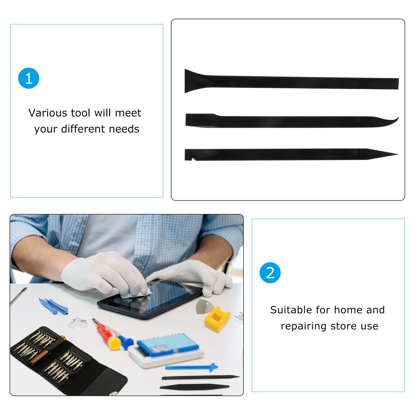 

3pcs Anti-Static Pry Bar Double-Head Plastic Opening Tool For Phone Tablet Lcd Screen Disassembly Repair Lightweight Crowbar
