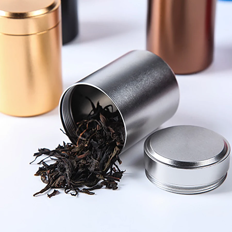 Small Tea Tin Canister Tea Tin Can Metal Container with Lid Sealed Container Food Storage Jars Loose Leaf Tea Storage Container