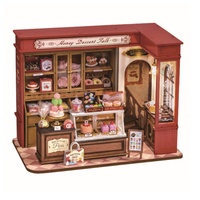 Robotime DIY Miniature House Kit and Furniture Dessert Shop Wooden Dollhouse Model Building Kit Gift for Children Adults