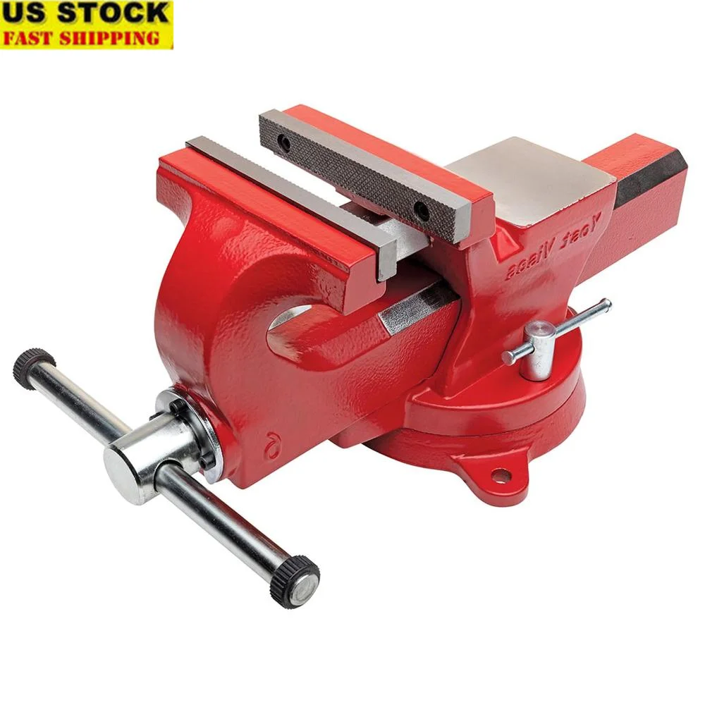 Heavy Duty 6 Inch Bench Vise 130000 PSI Austempered Ductile Iron 360 Degree Swivel Base with Serrated Jaws Professional Quality