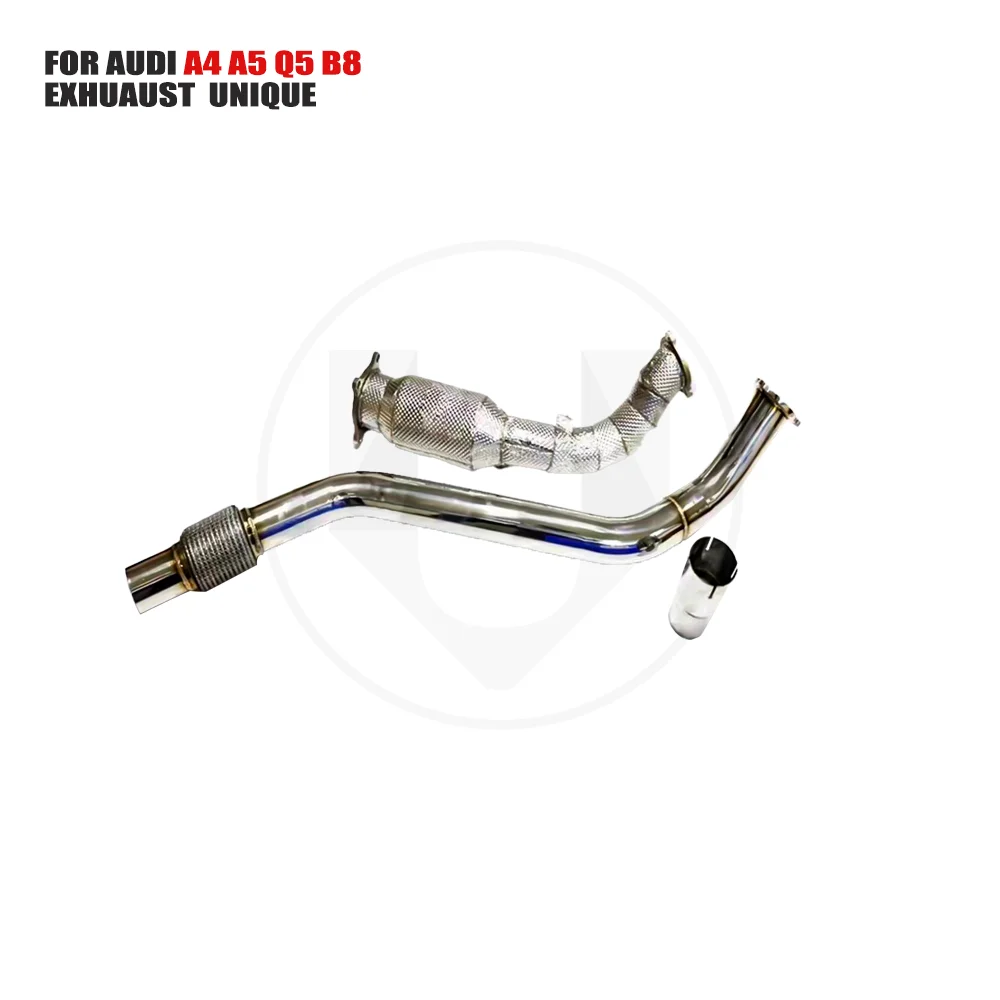 UNIQUE Stainless Steel Exhaust System Performance Catback for Audi A4 A5 Q5 B8  Catless Downpipe With Heat Shield