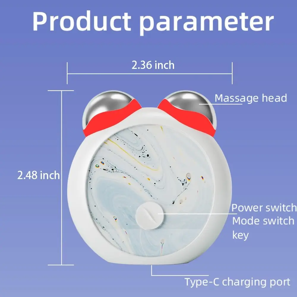 Mini appareil facial à microcourant, masseur de cou, lumière rouge et bleue, Double rouleau pour les lignes lumineuses et favorise l'absorption des soins de la peau