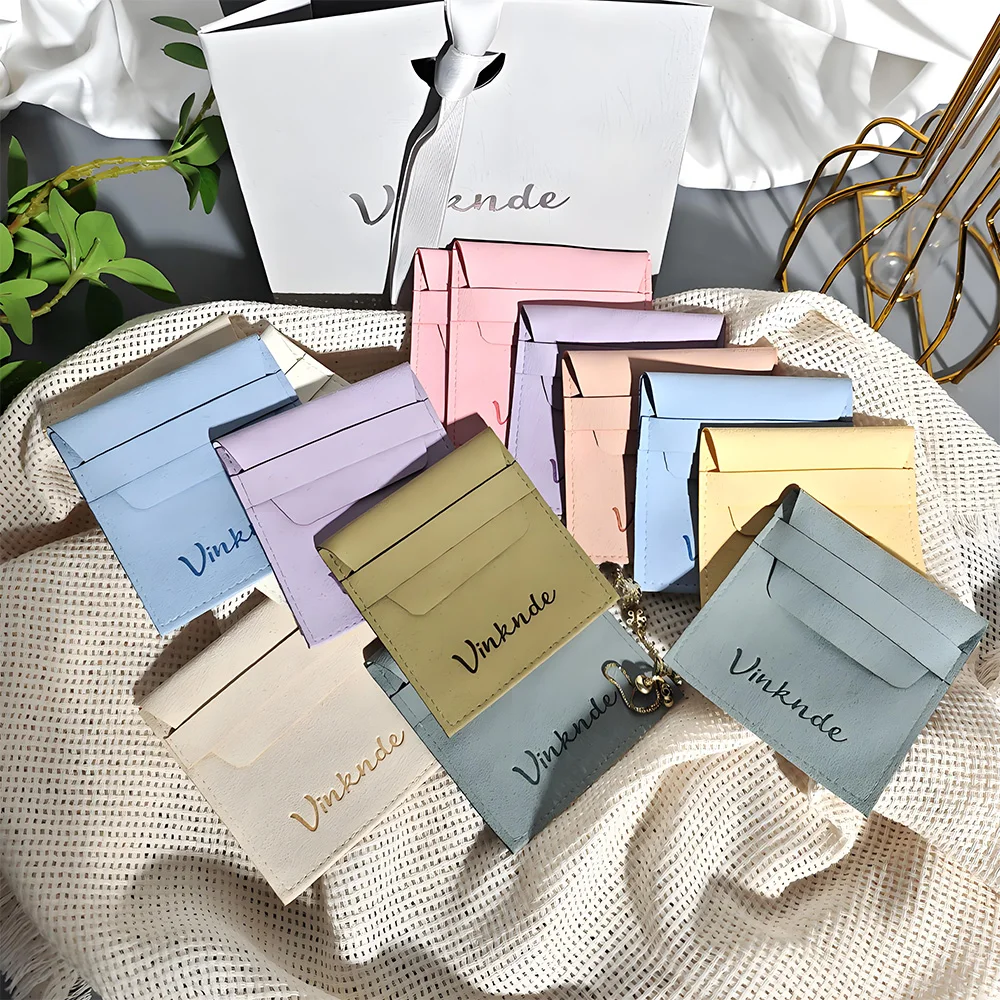 

50pcs/lot Smart Jewelery Velvet Bag Custom Logo Microfiber Display Packing Bags Earrings Rings Dust Sack For Wedding Christmas