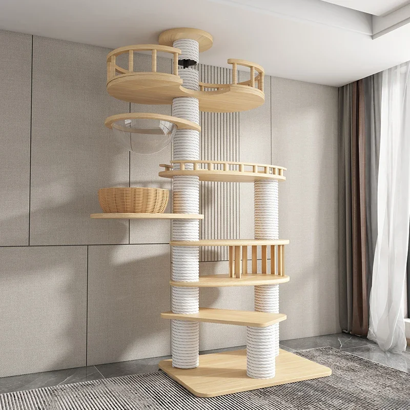 Nordic Design Cat Tree Modern Wooden Cultivate Playground for Cat House Scratching Post Hideout Pet Products Columpio Gatos FYCT