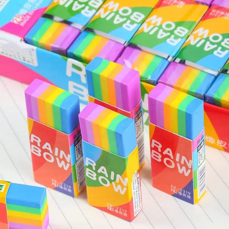 30pcs Rainbow Eraser（2B）Cute Color Eraser for Kids Students Rainbow Pencil Eraser for School Classroom Office No smell