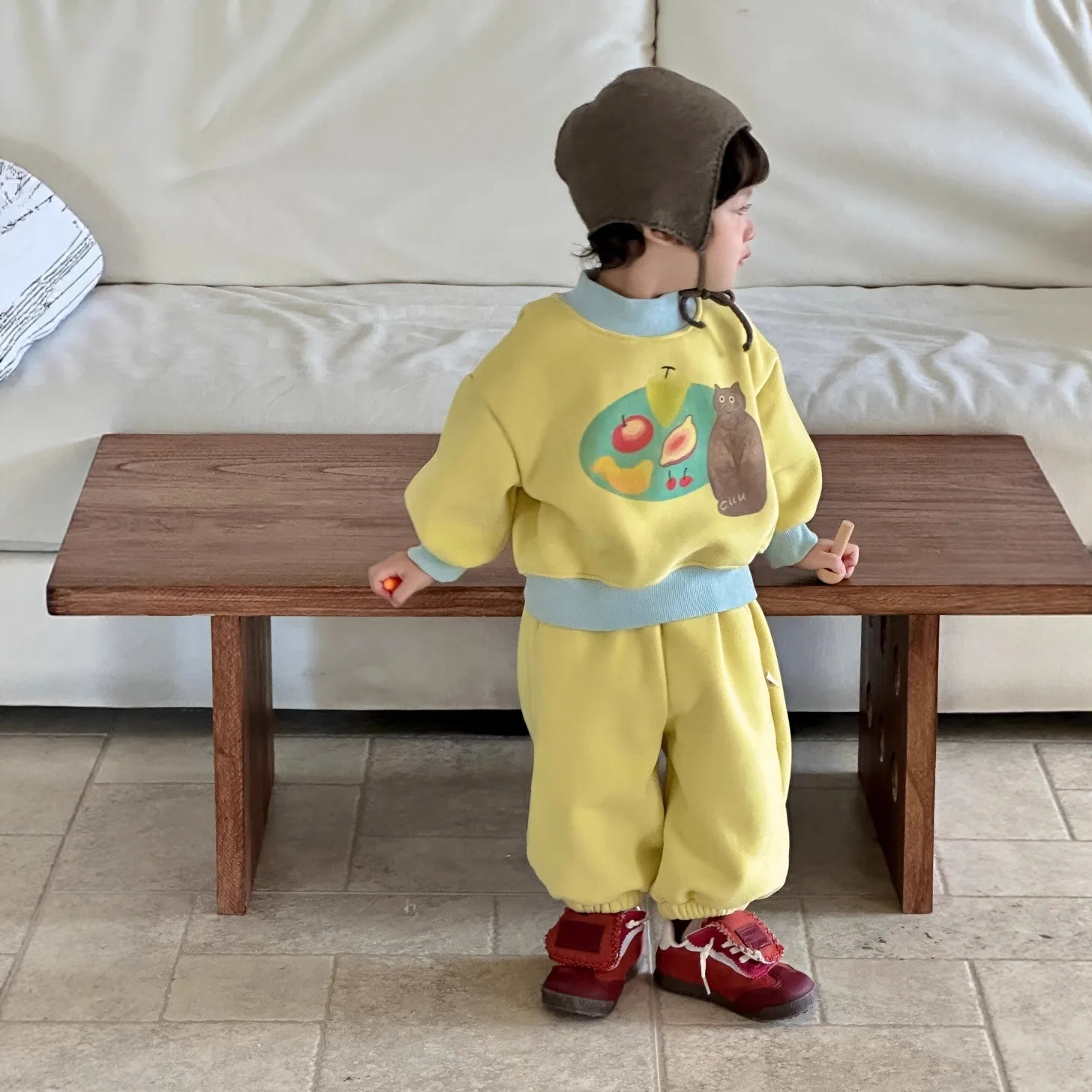 

2025 Winter Boys Thickened Set Korean Style Kids Fleece Lined Outfit 2PCs Warm Sportswear Baby Clothes