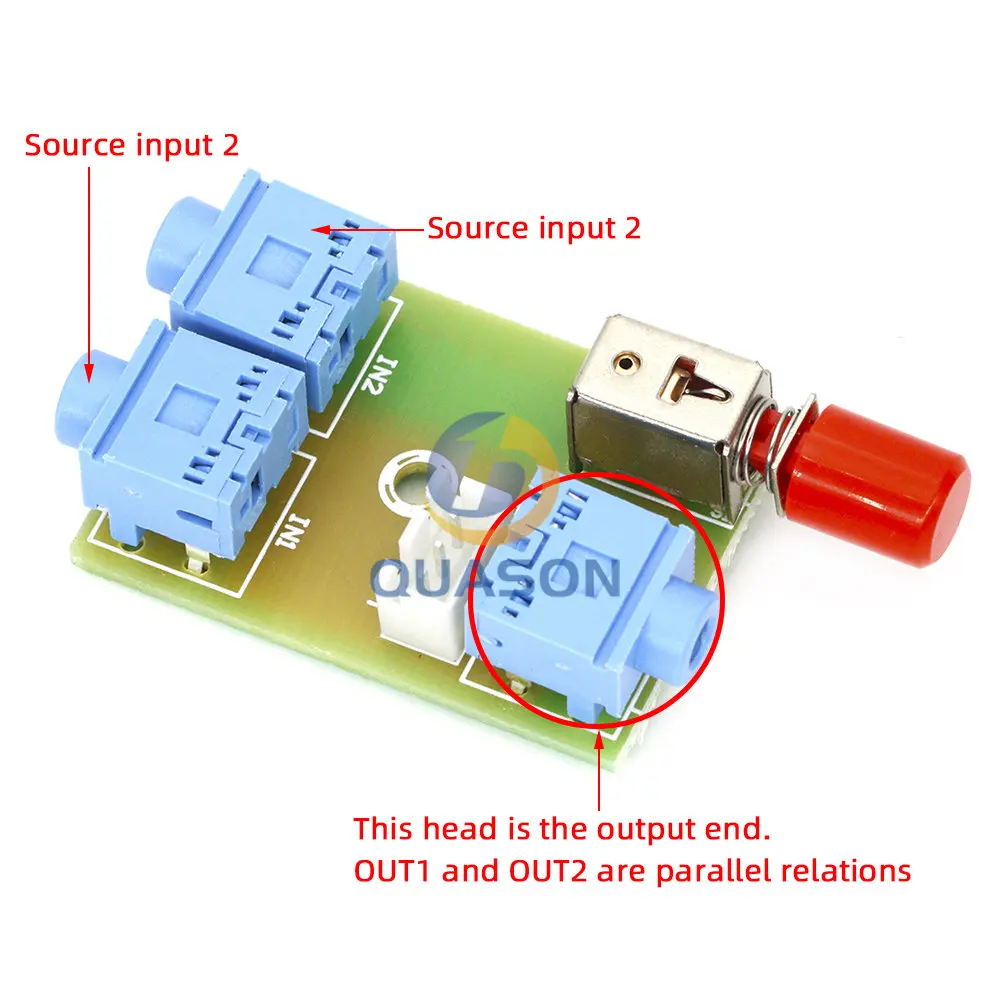 Módulo de conmutación de Audio XH-M371 3,5, 2 vías a 1 salida, interruptor de enchufe de Audio, placa PCB electrónica Diy