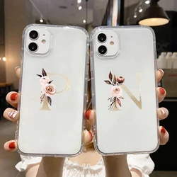 Flower Letters for iPhone 12 Pro Max Case 12 Mini Cute Transparent Silicone Anti-drop Phone Cover For iPhone 13 Cases Women Gift