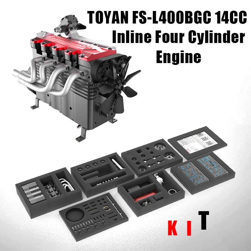 TOYAN FS-L400BGC Inline Four Cylinder Red Engine Starter Kit 14CC Four Stroke Water Cooled Assembled Engine