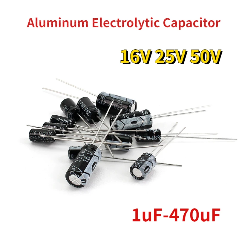 

120pcs 12 values Aluminum Electrolytic Capacitor Assortment Kit 16V 25V 50V 1uF-470uF Electrolytic Apacitor Set 10uF 47uF 100uF