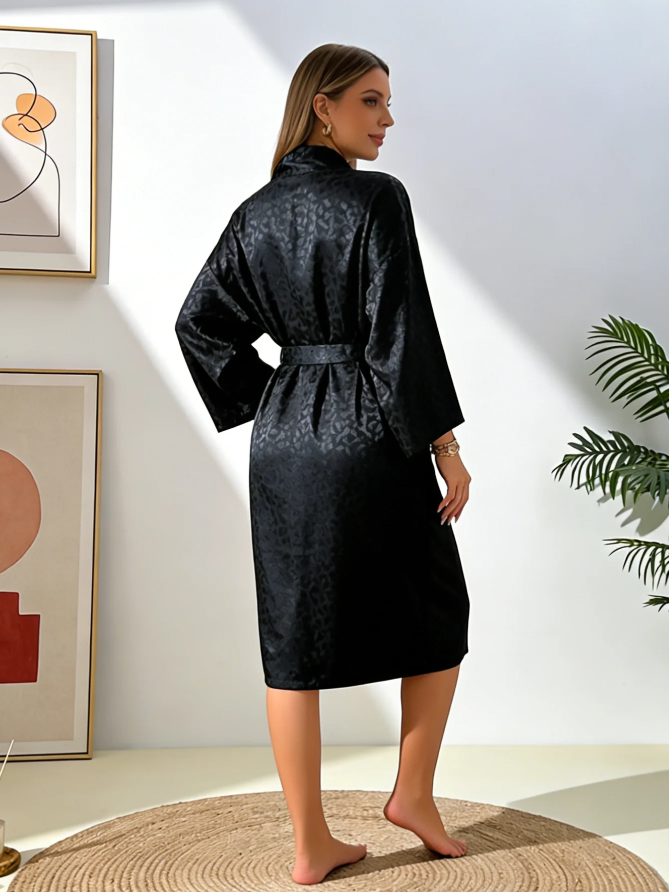 An elegant ladies four season wear jacquard pajama loose robe homewear suitable for home use