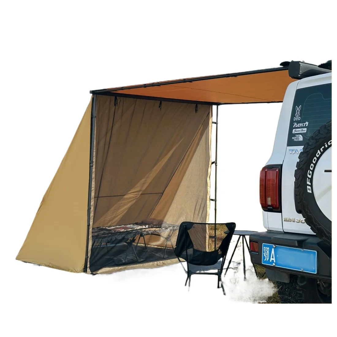 Jensen Outdoor Car Side Tent Expansion Triangle Shelter 2 Tent Pro Canopy Awning Side Tent Mosquito Net Sun Shade Tarp for