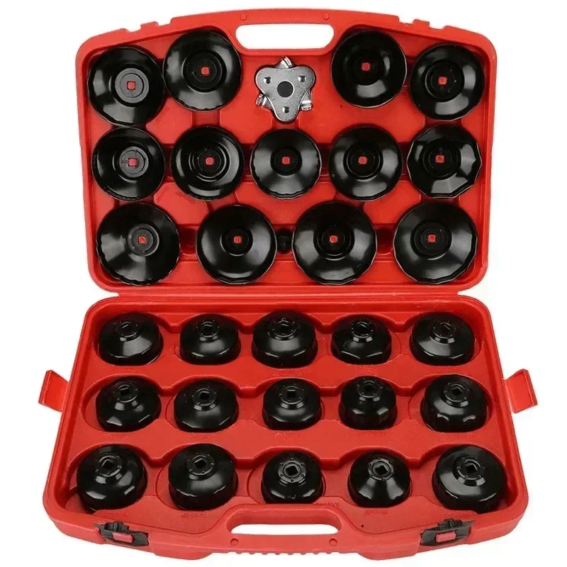 30pcs Oil Filter Wrench Set Cup Style Socket Remover Automotive Universal Car Repair Tool Kit Removal Caps for Audi Ford BMW