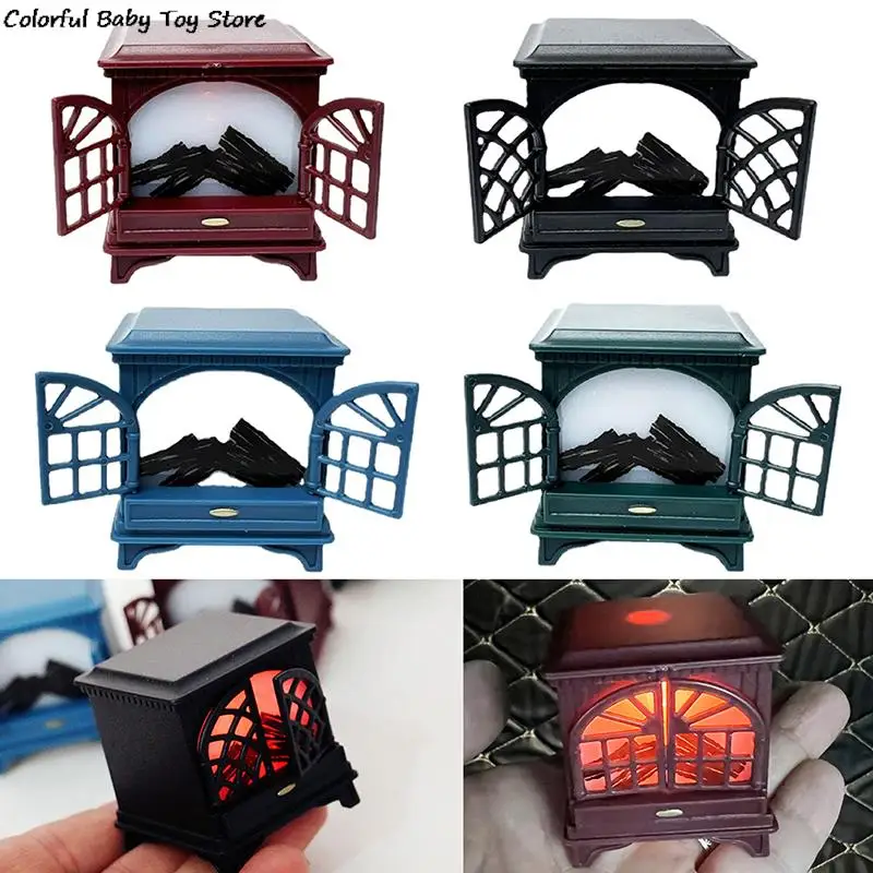 1:12 Dollhouse Miniature Fireplace Glowing Stove Model House Furniture Kitchen Living Scene Decor Toy