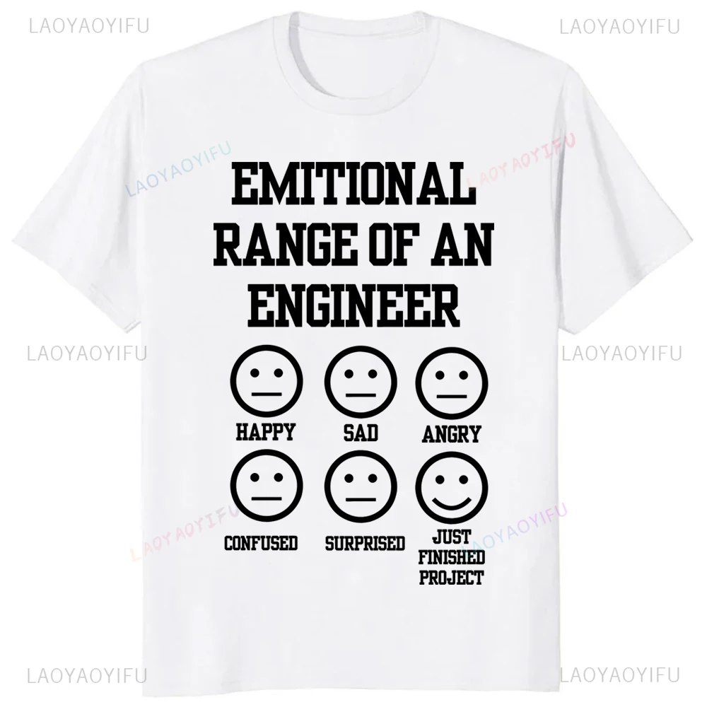 Humor Graphic Emitional Range of An Engineer Printed Man Tshirt Casual Fashion Loose Harajuku Women T Shirt Hipster Y2k Soft Tee