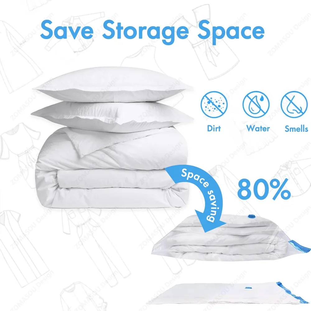 1-24Pcs Vakuum Lagerung Taschen Vakuum Dichtung Beutel Wiederverwendbare Platzsparende Taschen Falten Komprimiert Organizer Tasche Für Kleidung bettwäsche – Detail 4
