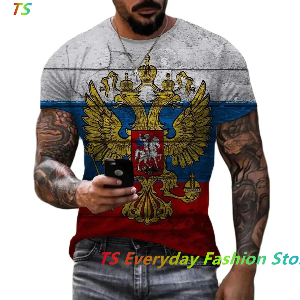 3d Print New Fashion Russia Flag Men\'S Russia Bear T-Shirt Short Sleeve Men\'S Clothing Streetwear Oversized Top РУССКАЯ ФУТБОЛКА