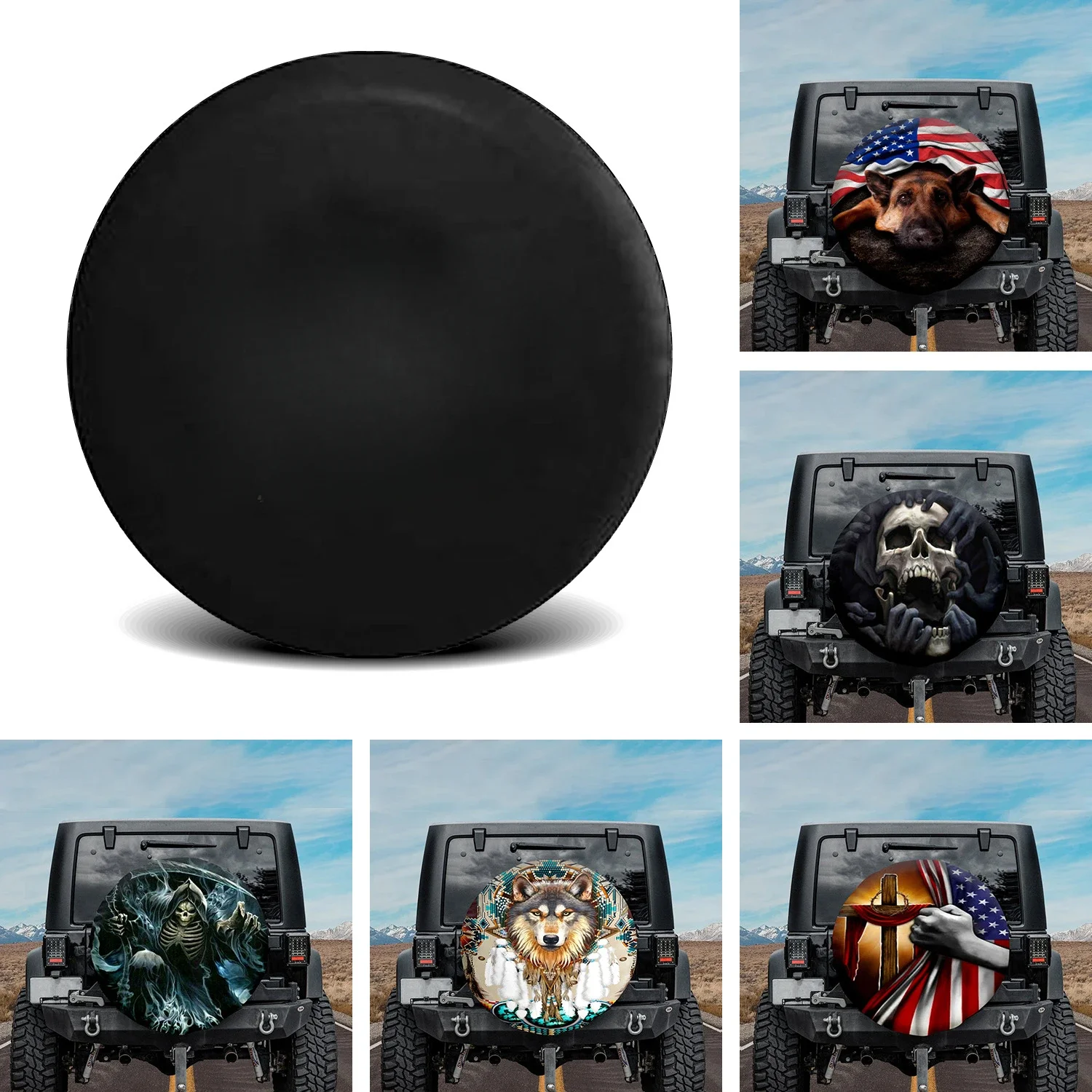 

1pcs Skull Spare Tire Cover Sugar Skull Lover Jeep Spare Tire Cover Halloween Gift Funny Jeep CAR COVER Accessories Spare Covers