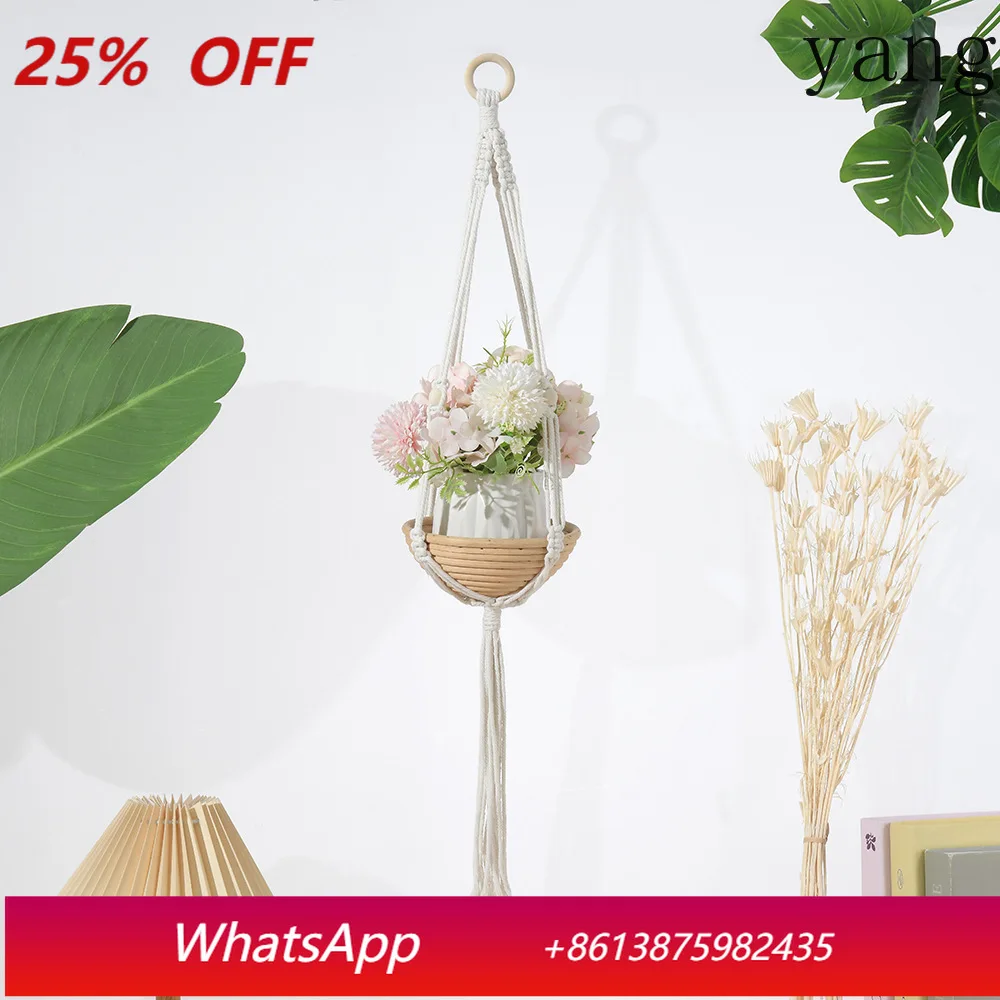 

CX hand-woven wall hanging sling simple ins wind hanging sling gardening flower pot cotton rope mesh pocket