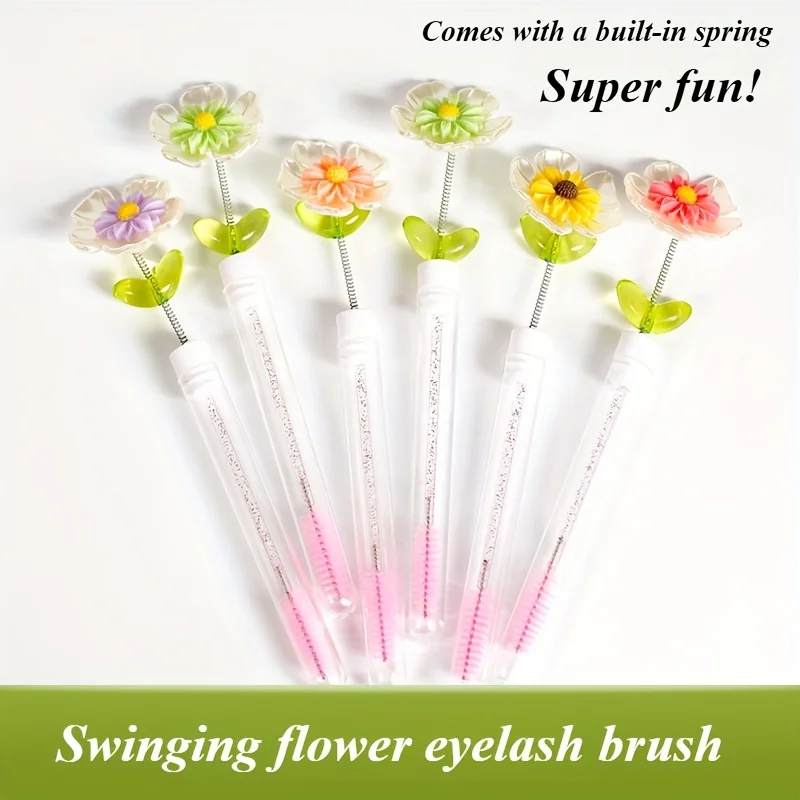Flower Swinging Series Fun Cute Fashion Wimpernbürste Augenbrauenbürste Gepfropftes Wimpernschlauch-Set Wimpernbürste Zufällig 5 Stück