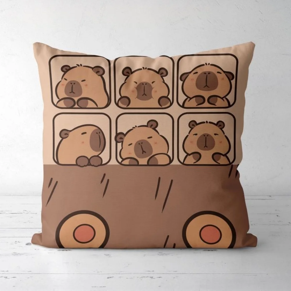 Cute Capybara Pillow Case Cartoon Pattern Print Multiple Styles Holiday Party Home Decor Cushion Cover Best Gift Choice