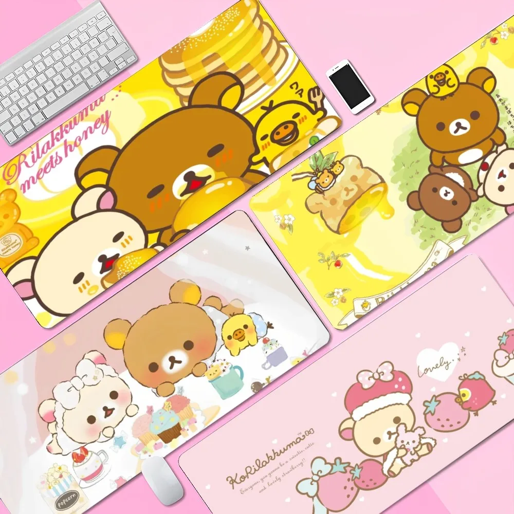 Rilakkuma Bear 80x30cm XL Lockedge Thickened Mouse Pad Oversized Gaming Keyboard Notebook Table Mat For PC Computer Table