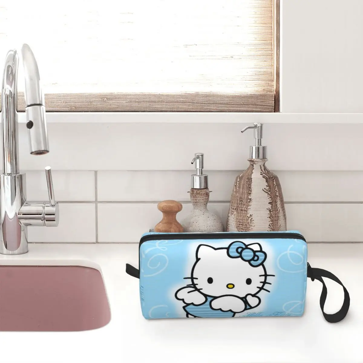 Kawaii Sanrio HelloKitty Cartoon Makeup Bag Large Cosmetic Bag Men Women Toiletry Bags Storage Pouch Bag