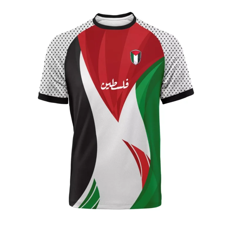 Fashion Palestine Flag Football T Shirts Summer Casual 3D Printed Mens Sports Jersey Loose O Neck Quick Dry Breathable Tees Tops image 2