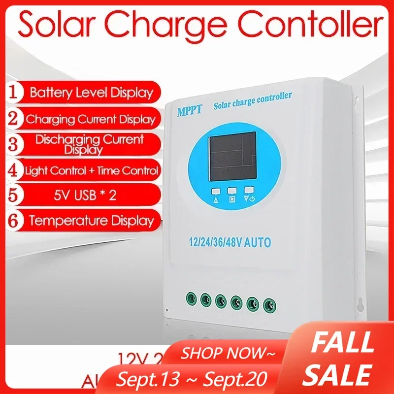 MPPT Solar Charge Controller 120/150A Dual USB 12V 24V 36V 48V Auto Solar Cell Panel Charger Regulator Lead-acid/Lithium Battery