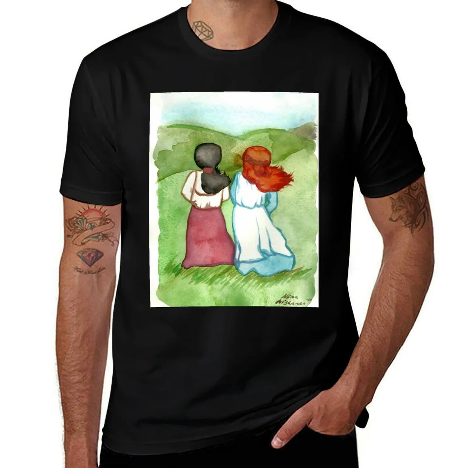 Anne and Diana Anne of Green Gables T-Shirt Summer Casual Loose T-Shirt