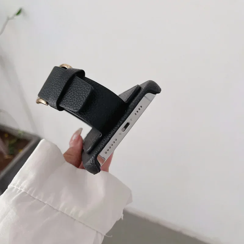 FF-15G سوار جلدي فاخر كبير مع فتحات بطاقة مزدوجة حافظة لهاتف آيفون X XR XS MAX 11 12 13 14 حافظة هاتف مقاومة للصدمات