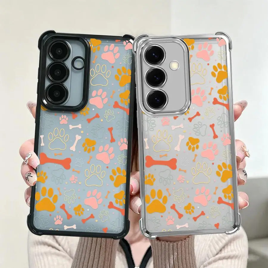 Color Paw Print Case for Samsung Galaxy A14 A04 A07 A53 A23 A51 A12 A03 A16 A06 A73 A13 A15 A05 A33 A50 A54 A34 A24 A52 Phone