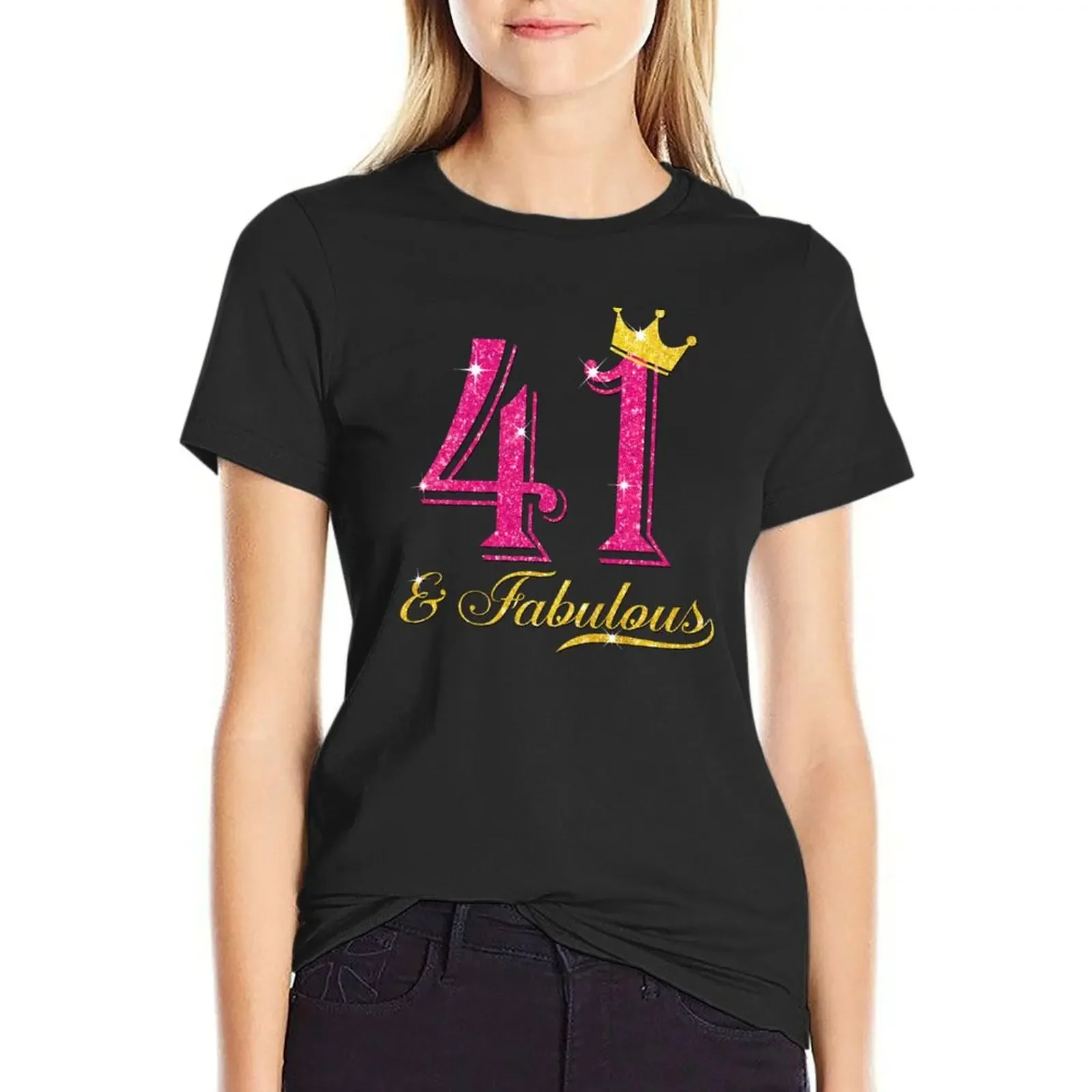 

41st Birthday Women Fabulous Queen Shirt T-Shirt heavyweights hippie clothes customs graphic t-shirts for Women