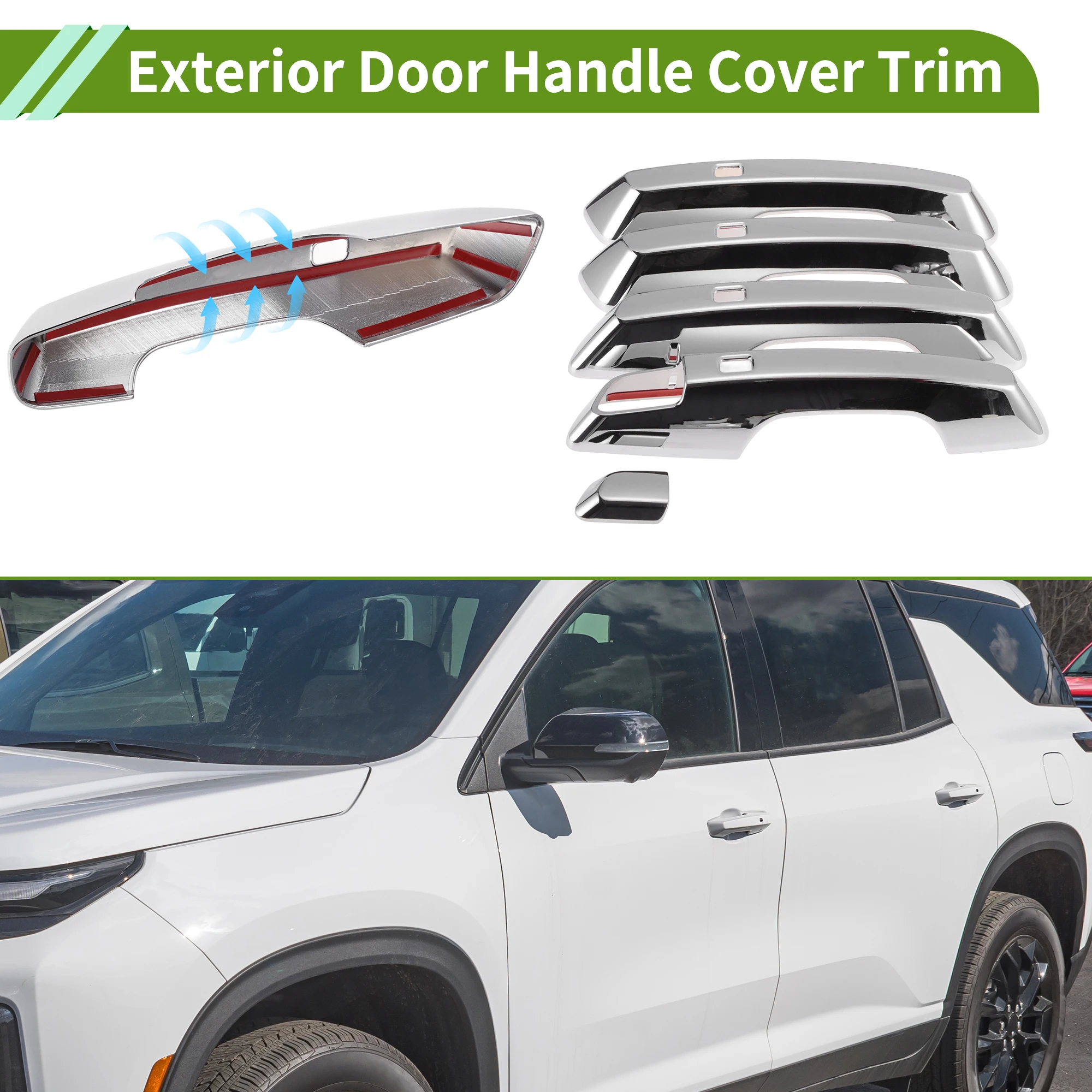 UXCELL Exterior Door Handle Cover Trim Left Right Door Handle Cover for Chevrolet Traverse 2024-2025 Keyless Hole Plating