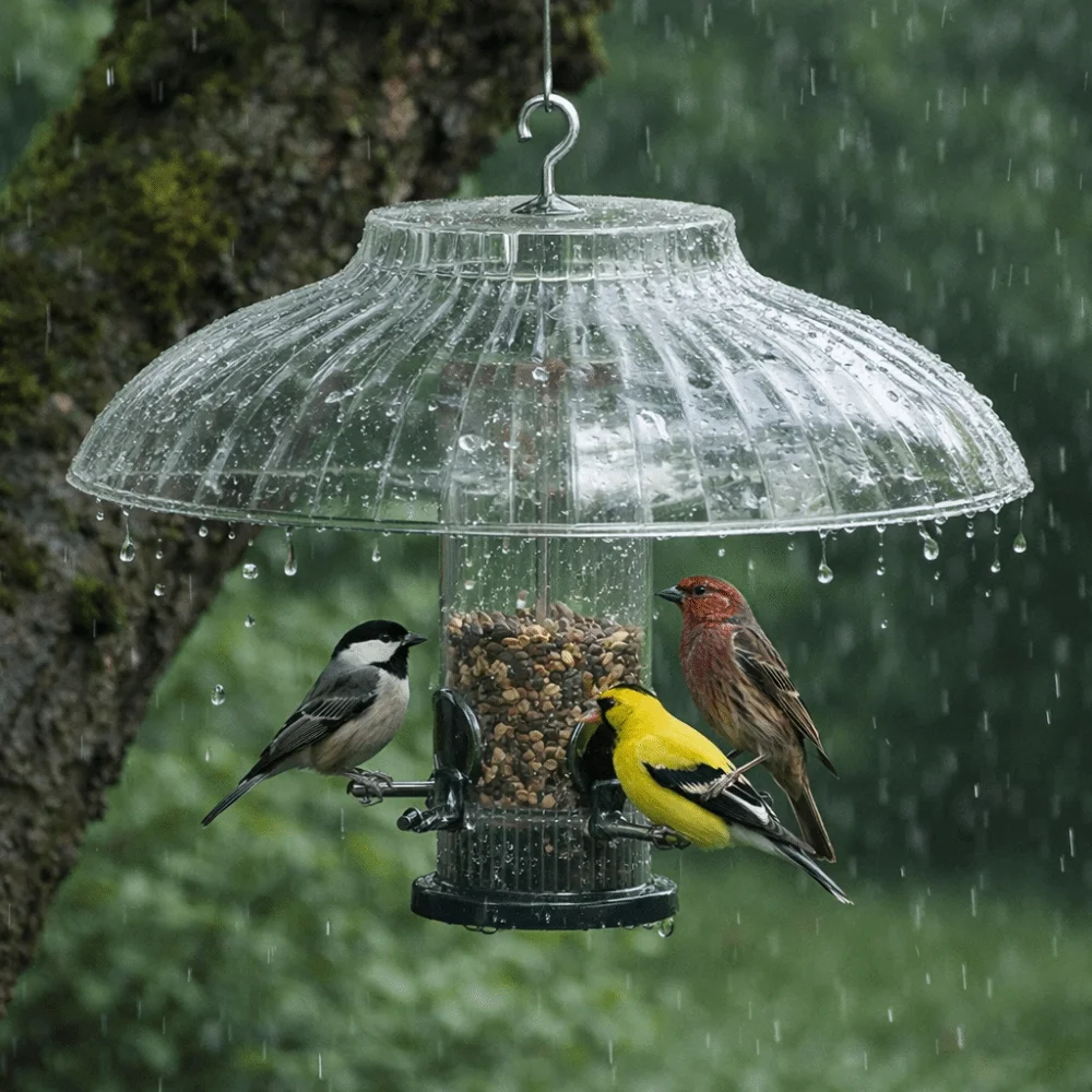 Moisture-proof Bird Feeder Protective Protector Waterproof Plastic Protective Dome with Hook Hanging Bird Feeder Rain Cover