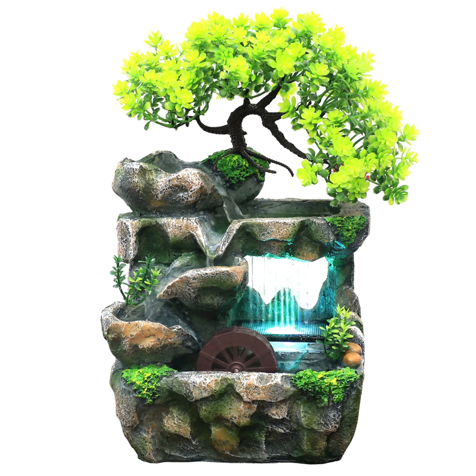 Indoor Tabletop Waterfall Fountain Rockery Bonsai Zen Meditation Relaxation Cascading Water Fountains Ornament